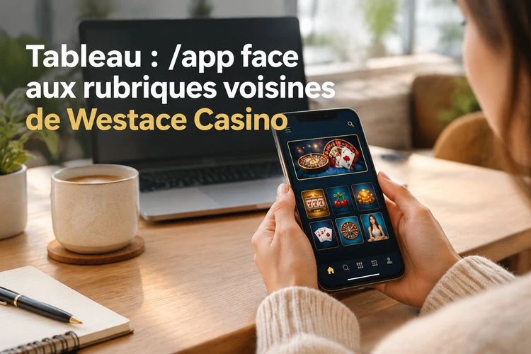 Tableau : /app face aux rubriques voisines de Westace Casino